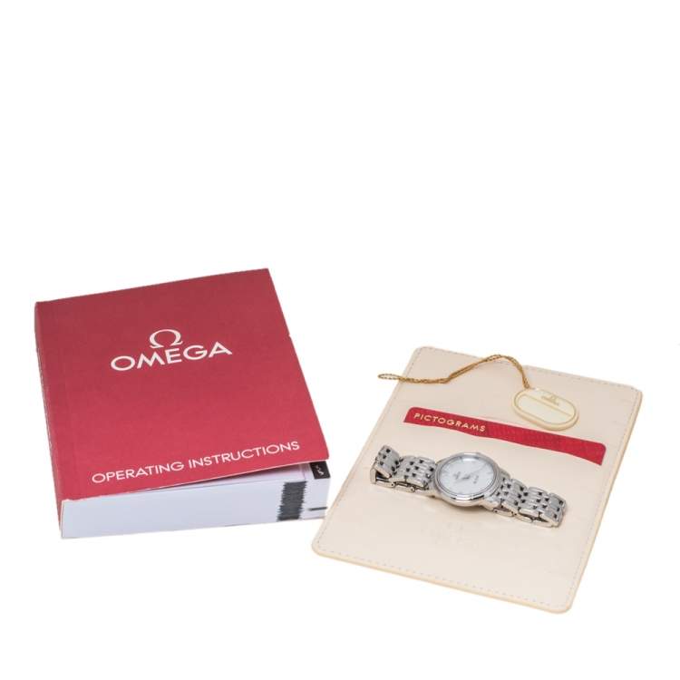 مملوكة مسبقًا Omega Mother Of Pearl Stainless Steel De Ville Prestige 424.10.27.60.05.001 Women's Wristwatch 27.40 mm