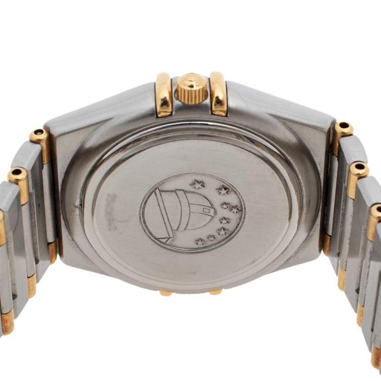 Pre Owned Omega  Silver White 18K Yellow Gold Stainless Steel Diamond Constellation 796.1201 Women's Wristwatch 27.50 mm