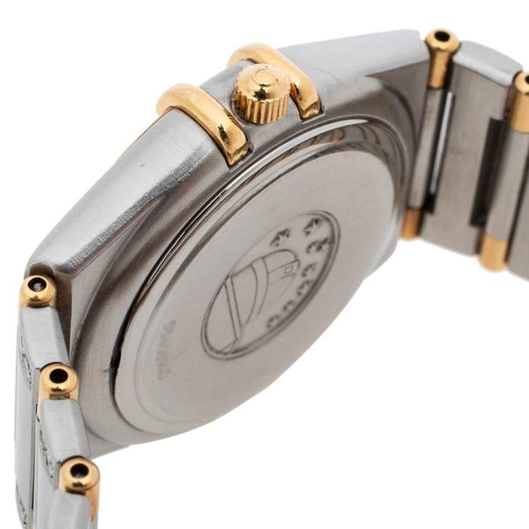 Pre Owned Omega  Silver White 18K Yellow Gold Stainless Steel Diamond Constellation 796.1201 Women's Wristwatch 27.50 mm