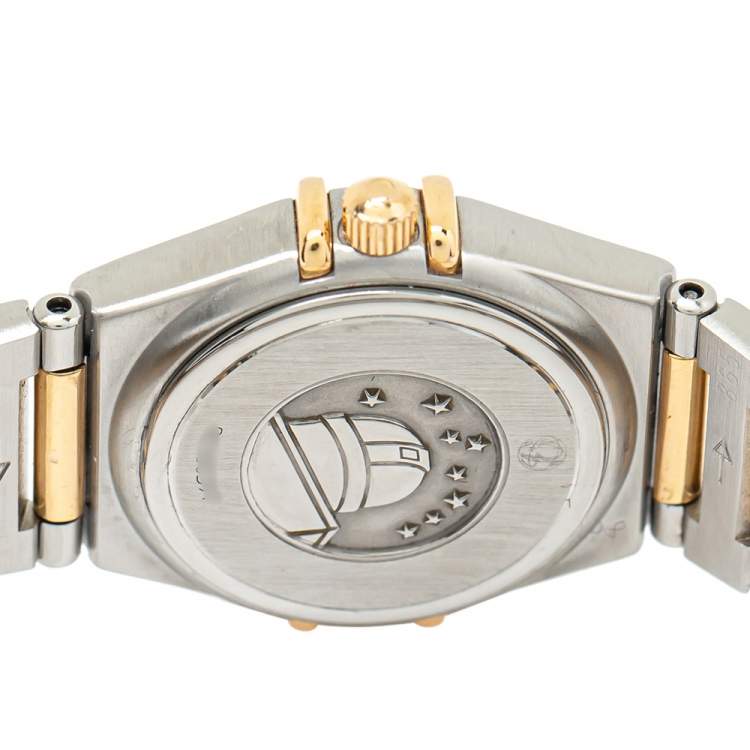 Pre Owned Omega MOP 18K Yellow Gold & Stainless Steel Diamond Constellation 895.1203 Women's Wristwatch 22 mm