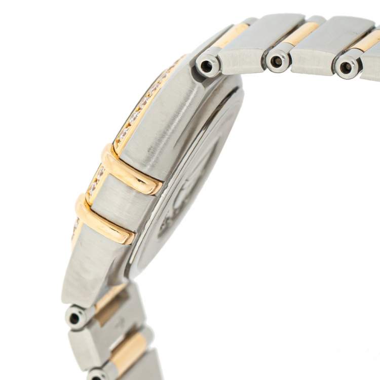 Pre Owned Omega MOP 18K Yellow Gold & Stainless Steel Diamond Constellation 895.1203 Women's Wristwatch 22 mm