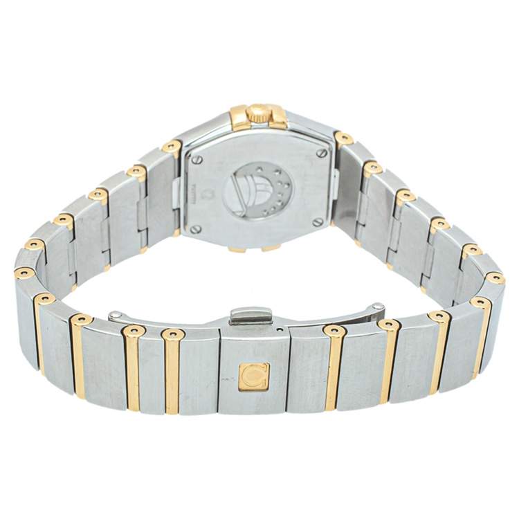 Pre Owned Omega Champagne 18K Yellow Gold Stainless Steel Constellation Women's Wristwatch 24 mm