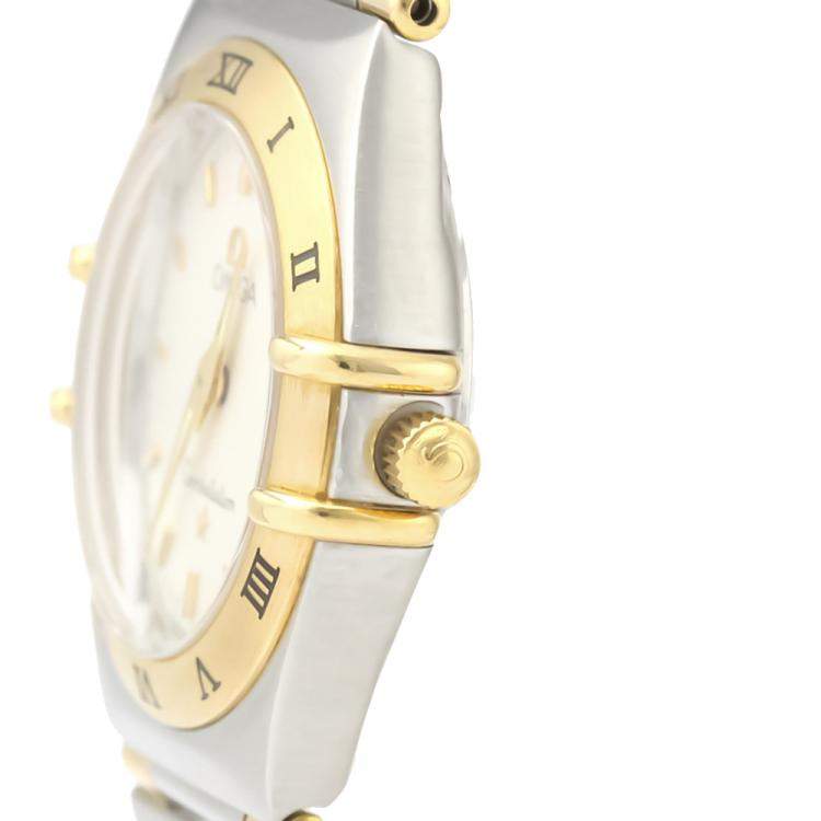 Pre Owned Omega Silver 18k Yellow Gold And Stainless Steel Constellation 1372.30 Quartz Women's Wristwatch 25 MM