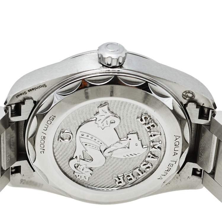 Pre Owned Omega Blue Diamonds Stainless Steel Seamaster Aqua Terra 220.10.28.60.53.001 Women's Wristwatch 28 mm