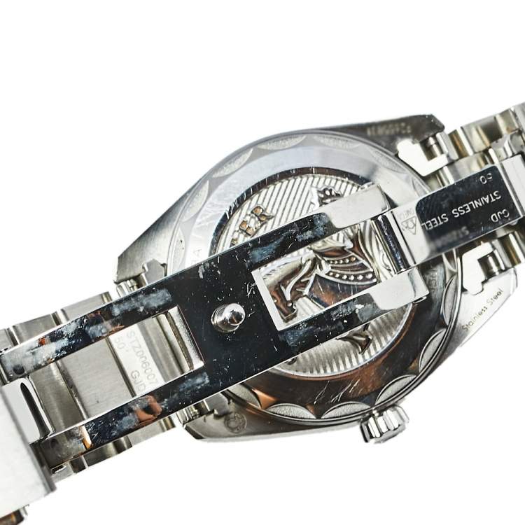 Pre Owned Omega Blue Diamonds Stainless Steel Seamaster Aqua Terra 220.10.28.60.53.001 Women's Wristwatch 28 mm