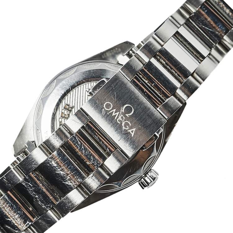 Pre Owned Omega Blue Diamonds Stainless Steel Seamaster Aqua Terra 220.10.28.60.53.001 Women's Wristwatch 28 mm