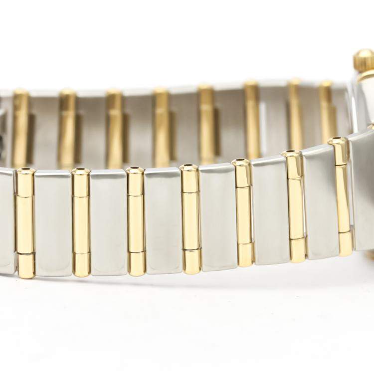 Pre Owned Omega MOP Diamonds 18K Yellow Gold And Stainless Steel Constellation 1267.70 Quartz Women's Wristwatch 22 MM