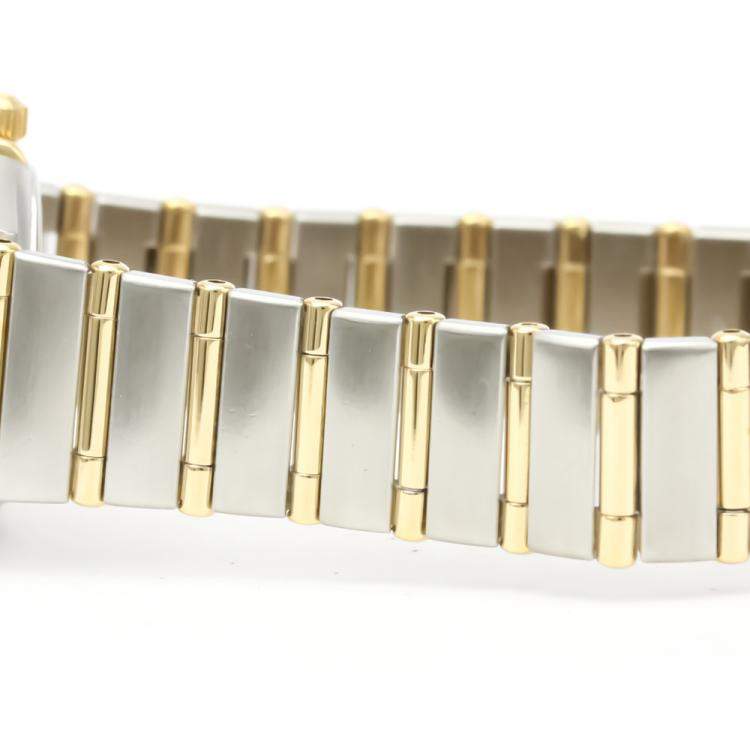 Pre Owned Omega MOP Diamonds 18K Yellow Gold And Stainless Steel Constellation 1267.70 Quartz Women's Wristwatch 22 MM