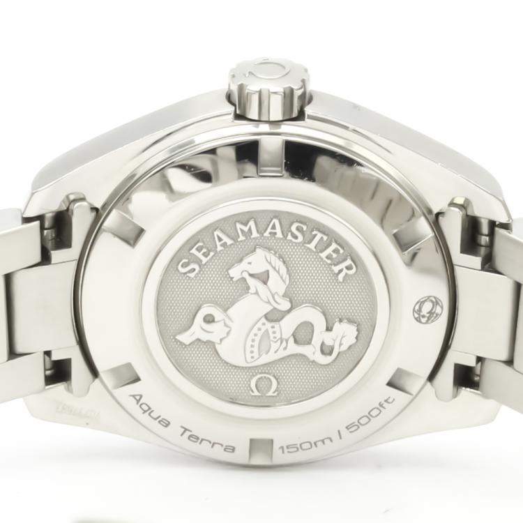Pre Owned Omega Black Diamonds Stainless Steel Seamaster 231.10.30.61.56.001 Quartz Women's Wristwatch 30 MM