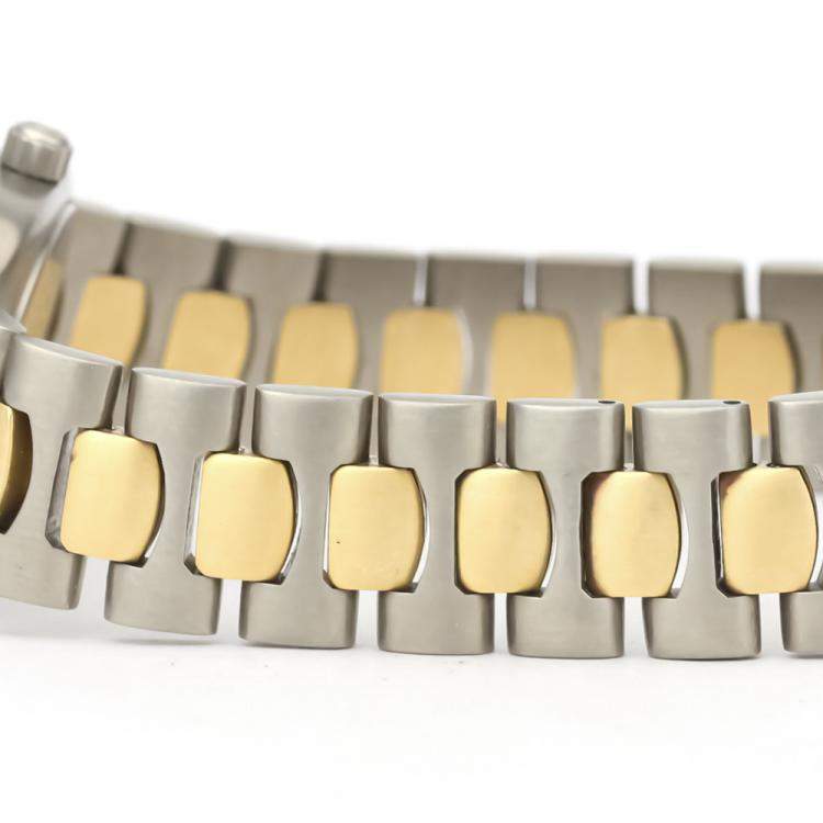 Pre Owned Omega Grey Diamonds 18K Yellow Gold And Titanium Seamaster 895.0845 Quartz Women's Wristwatch 22 MM