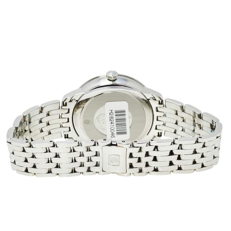 Pre Owned Omega Mother of Pearl Stainless Steel Diamond De Ville Prestige Co-Axial 424.10.33.20.55.002 Women's Wristwatch 32.70 mm