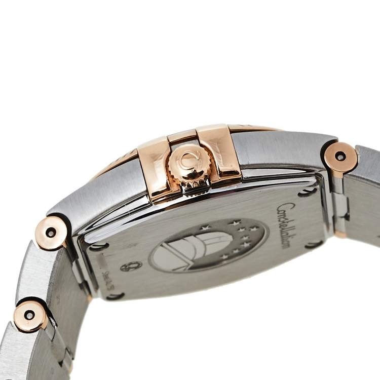 Pre Owned Omega Mother of Pearl 18K Rose Gold & Stainless Steel Diamond Constellation 123.20.24.60.55.001 Women's Wristwatch 24 mm
