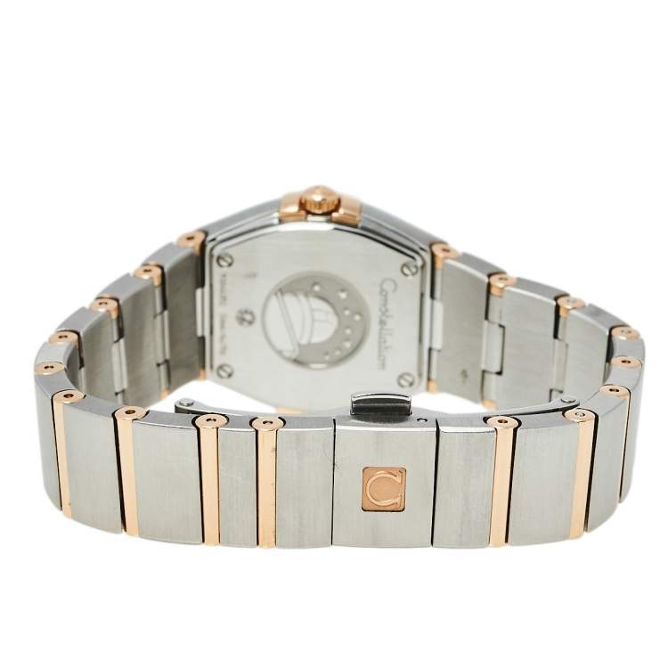 Pre Owned Omega Mother of Pearl 18K Rose Gold & Stainless Steel Diamond Constellation 123.20.24.60.55.001 Women's Wristwatch 24 mm