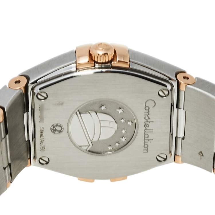 Pre Owned Omega Mother of Pearl 18K Rose Gold & Stainless Steel Diamond Constellation 123.20.24.60.55.001 Women's Wristwatch 24 mm