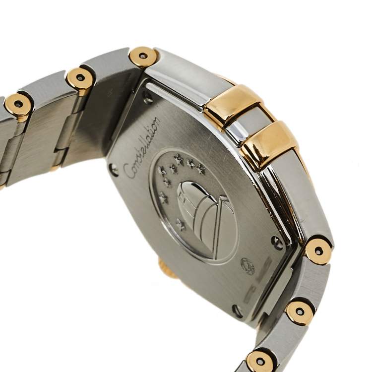 Pre Owned Omega Mother of Pearl 18K Yellow Gold & Stainless Steel Diamond Constellation 123.20.27.60.55.005 Women's Wristwatch 27 mm 