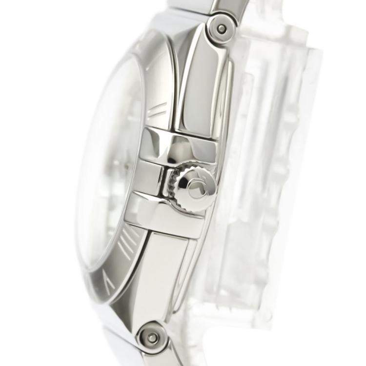 Pre Owned Omega MOP Diamonds Stainless Steel Constellation 123.10.27.60.55.002 Quartz Women's Wristwatch 27 MM