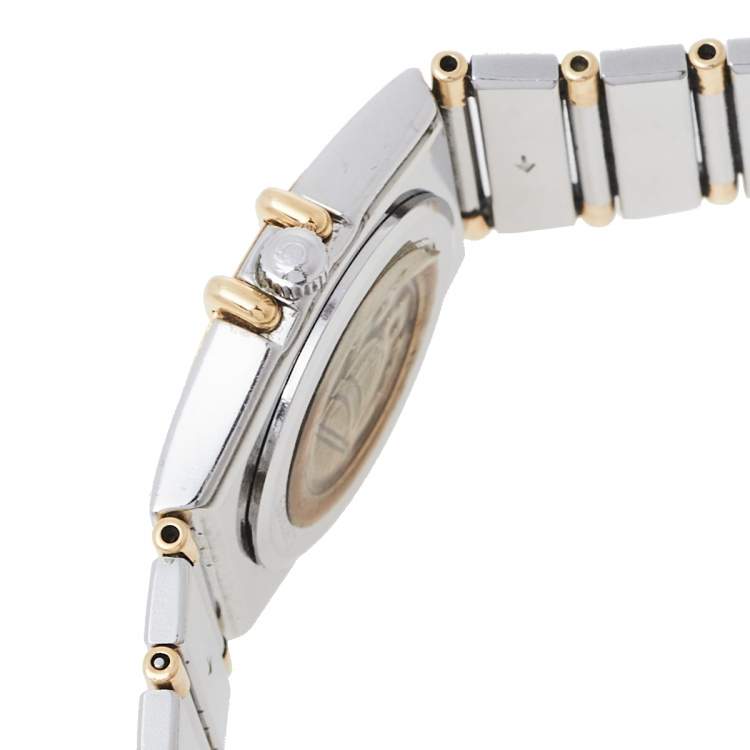 Pre Owned Omega Vintage White 18K Yellow Gold & Stainless Steel Constellation 795.108 Women's Wristwatch 23 mm