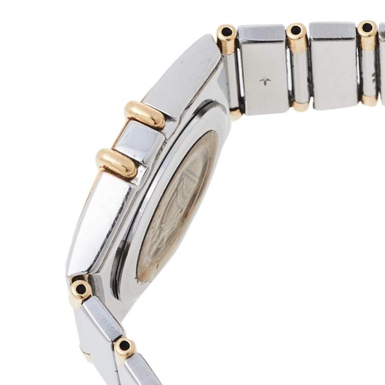 Pre Owned Omega Vintage White 18K Yellow Gold & Stainless Steel Constellation 795.108 Women's Wristwatch 23 mm