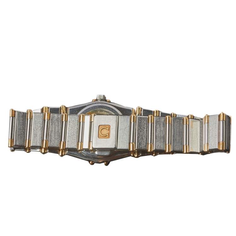 Pre Owned Omega Vintage White 18K Yellow Gold & Stainless Steel Constellation 795.108 Women's Wristwatch 23 mm