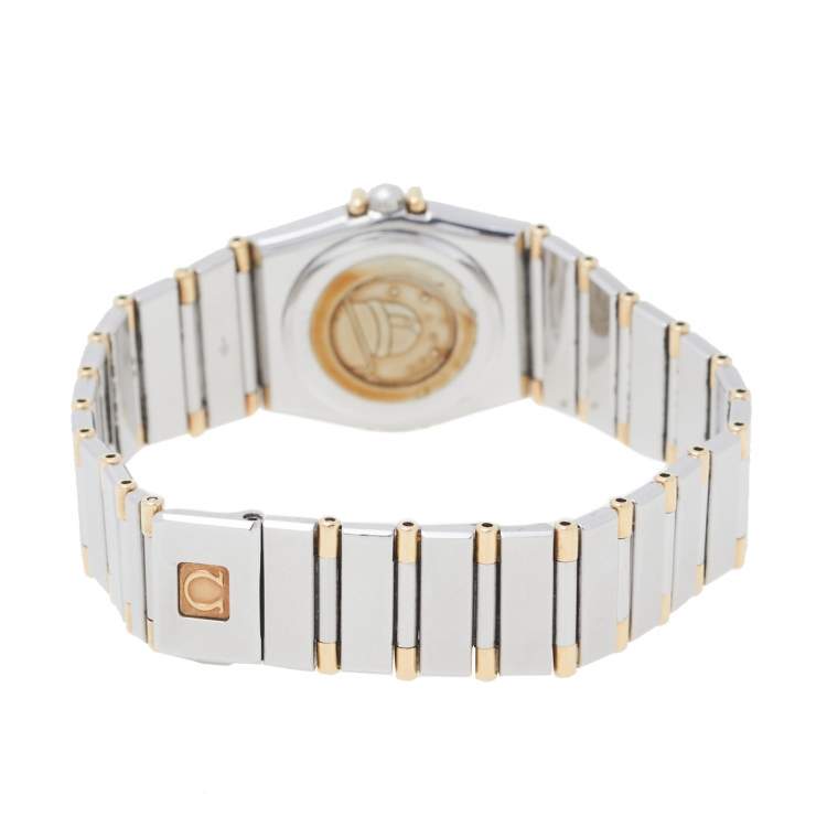 Pre Owned Omega Vintage White 18K Yellow Gold & Stainless Steel Constellation 795.108 Women's Wristwatch 23 mm
