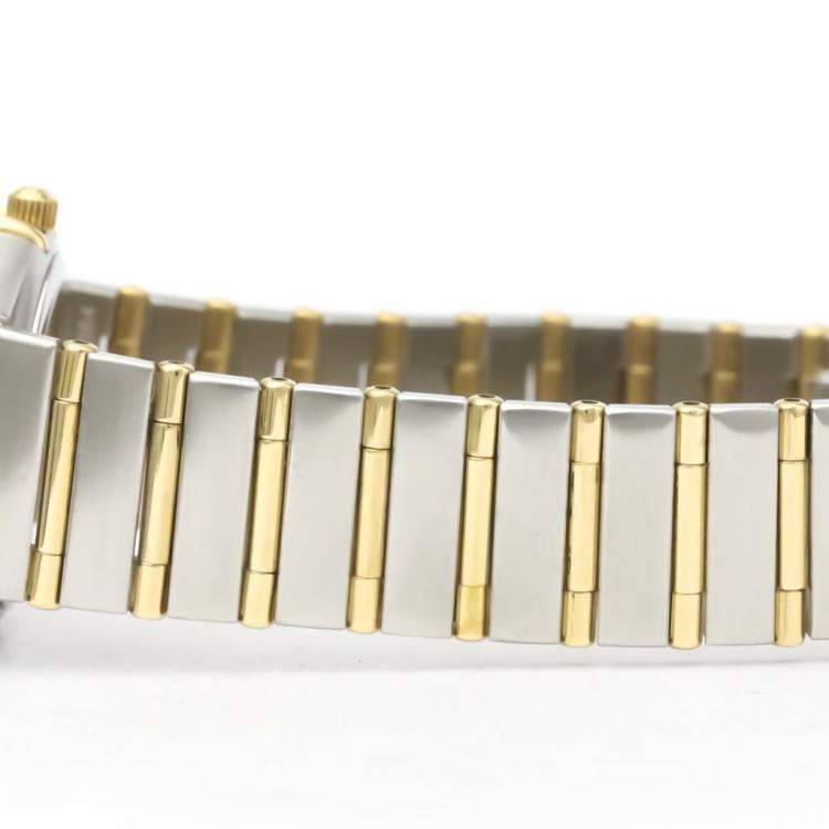 Pre Owned Omega MOP Diamonds 18k Yellow Gold And Stainless Steel Constellation 1272.75 Quartz Women's Wristwatch 25 MM