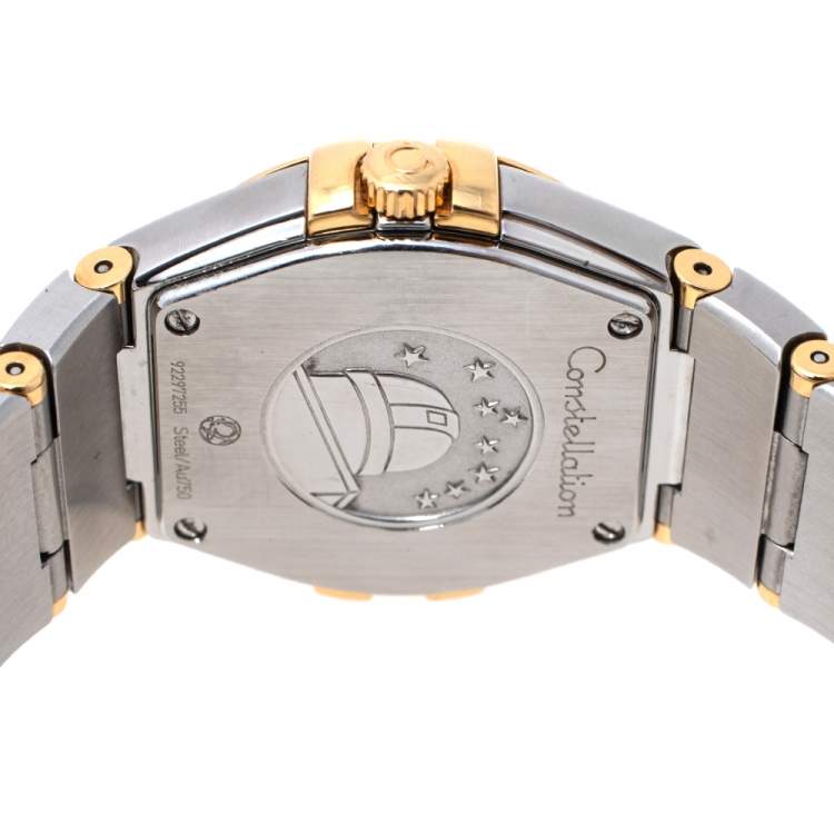 Pre Owned Omega Mother of Pearl 18K Yellow Gold & Stainless Steel Diamond Constellation 123.20.27.60.55.002 Women's Wristwatch 27 mm