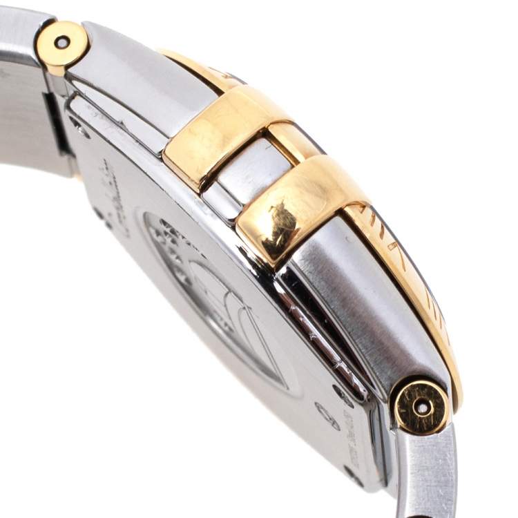 Pre Owned Omega Mother of Pearl 18K Yellow Gold & Stainless Steel Diamond Constellation 123.20.27.60.55.002 Women's Wristwatch 27 mm
