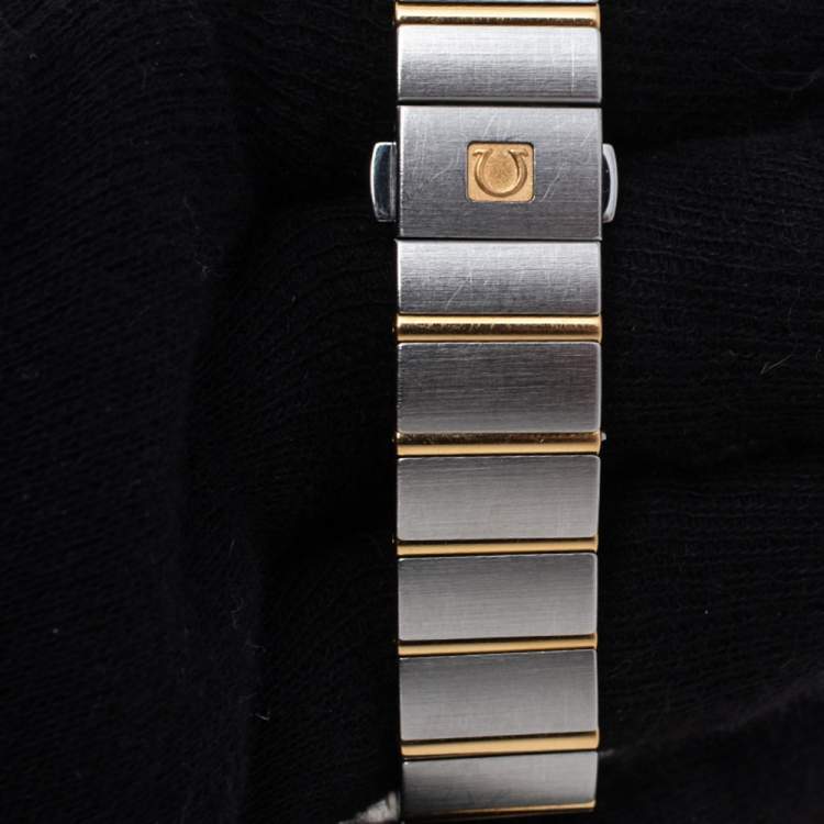 Pre Owned Omega Mother of Pearl 18K Yellow Gold & Stainless Steel Diamond Constellation 123.20.27.60.55.002 Women's Wristwatch 27 mm