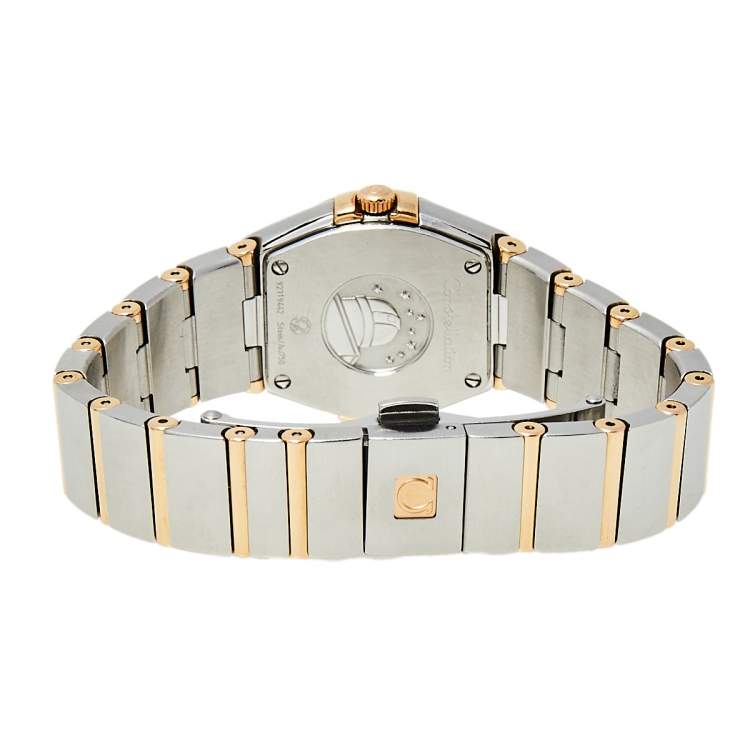 Pre Owned Omega Mother of Pearl 18K Yellow Gold and Stainless Steel Constellation 795.1001 Women's Wristwatch 27 mm