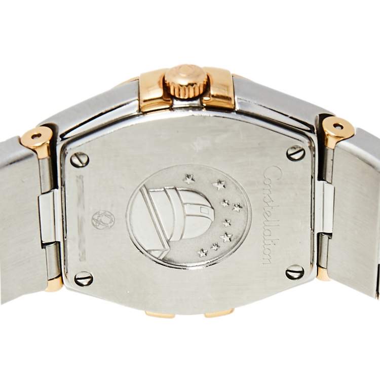 Pre Owned Omega Mother of Pearl 18K Yellow Gold and Stainless Steel Constellation 795.1001 Women's Wristwatch 27 mm