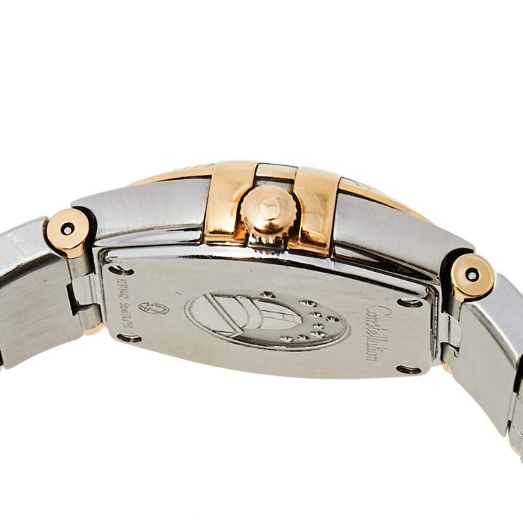 Pre Owned Omega Mother of Pearl 18K Yellow Gold and Stainless Steel Constellation 795.1001 Women's Wristwatch 27 mm