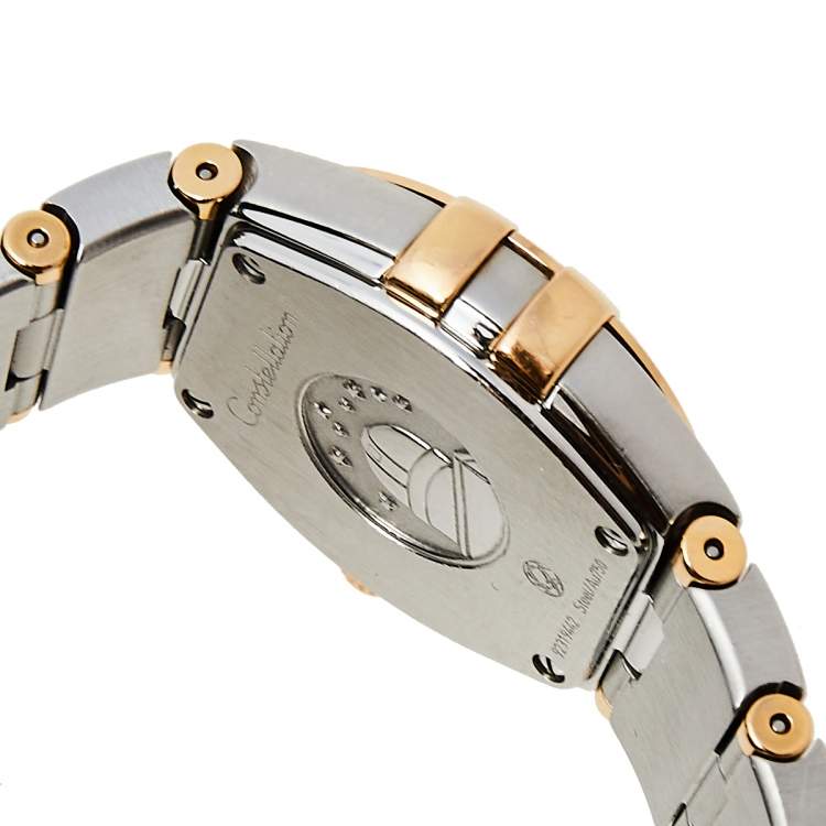 Pre Owned Omega Mother of Pearl 18K Yellow Gold and Stainless Steel Constellation 795.1001 Women's Wristwatch 27 mm