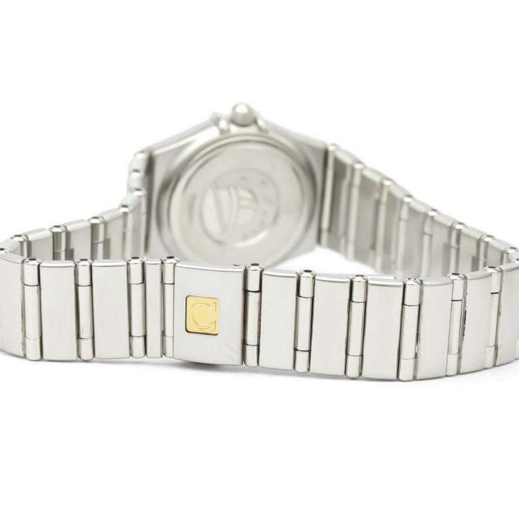 Pre Owned Omega Silver Diamonds Stainless Steel Constellation 1562.36 Quartz Women's Wristwatch 22 MM