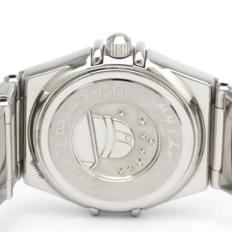 Pre Owned Omega Pink MOP Diamonds Stainless Steel Constellation 1457.78 Women's Wristwatch 22 MM
