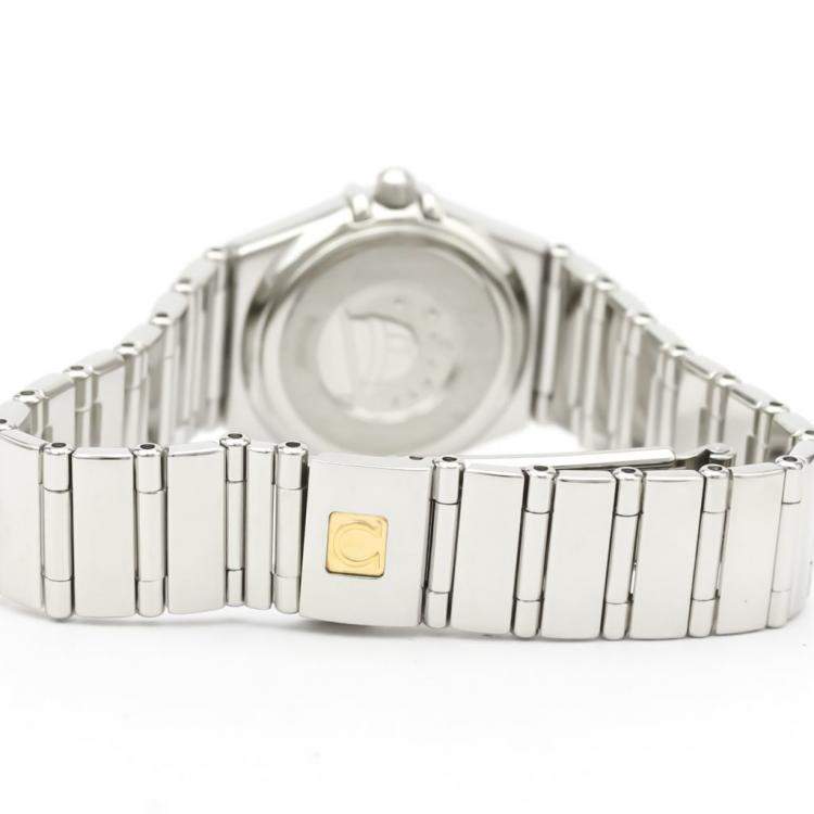 Pre Owned Omega MOP Diamonds Stainless Steel Constellation My Choice 1465.71 Women's Wristwatch 22 MM