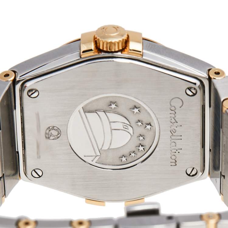Pre Owned Omega Silver Stainless Steel and 18K Yellow Gold Constellation 396.2011 Women's Wristwatch 34 mm