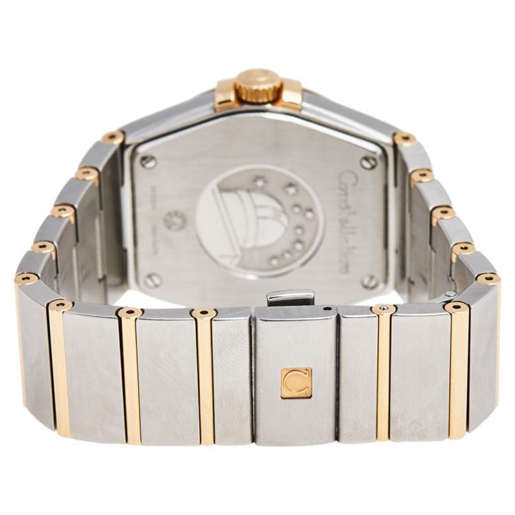 Pre Owned Omega Silver Stainless Steel and 18K Yellow Gold Constellation 396.2011 Women's Wristwatch 34 mm