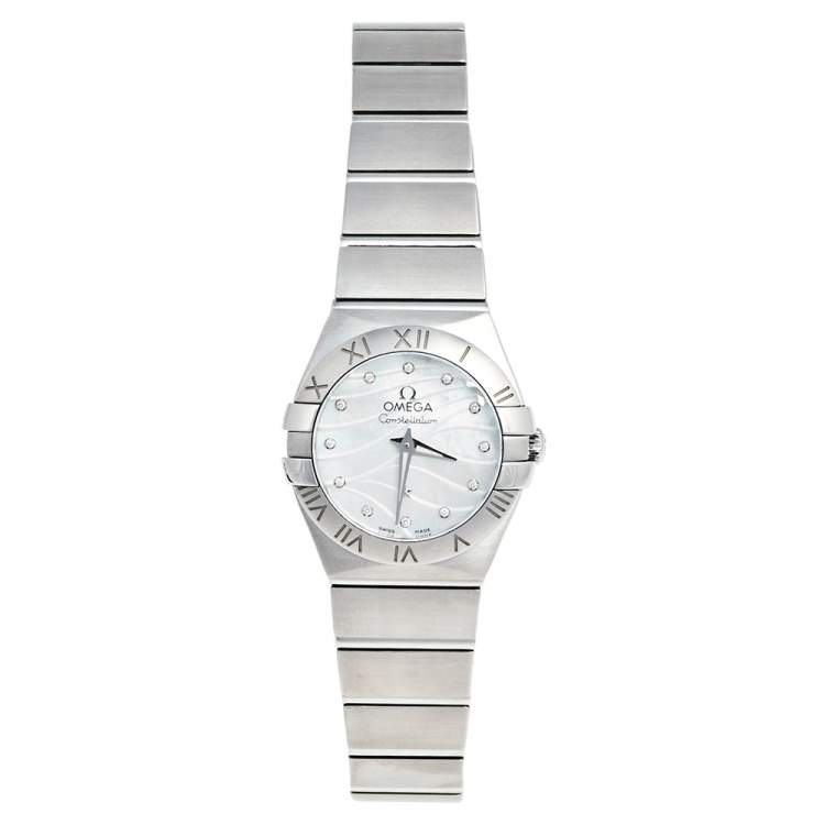 Omega Mother of Pearl Stainless Steel Diamond Constellation 123.10.24