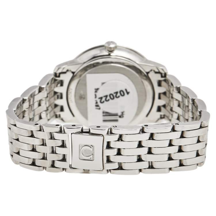 Pre Owned Omega Silver Stainless Steel Diamond Deville Prestige 424.10.27.60.52.002 Women's Wristwatch 27 mm