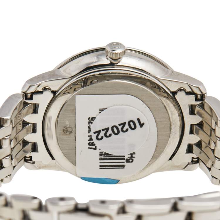 Pre Owned Omega Silver Stainless Steel Diamond Deville Prestige 424.10.27.60.52.002 Women's Wristwatch 27 mm