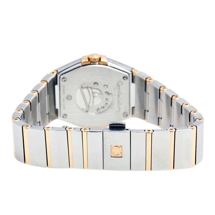 Pre Owned Omega Mother of Pearl 18k Yellow Gold Stainless Steel Diamond Constellation 123.25.27.60.55.009 Women's Wristwatch 27 mm