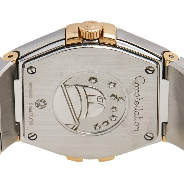 Pre Owned Omega Mother of Pearl 18k Yellow Gold Stainless Steel Diamond Constellation 123.25.27.60.55.009 Women's Wristwatch 27 mm