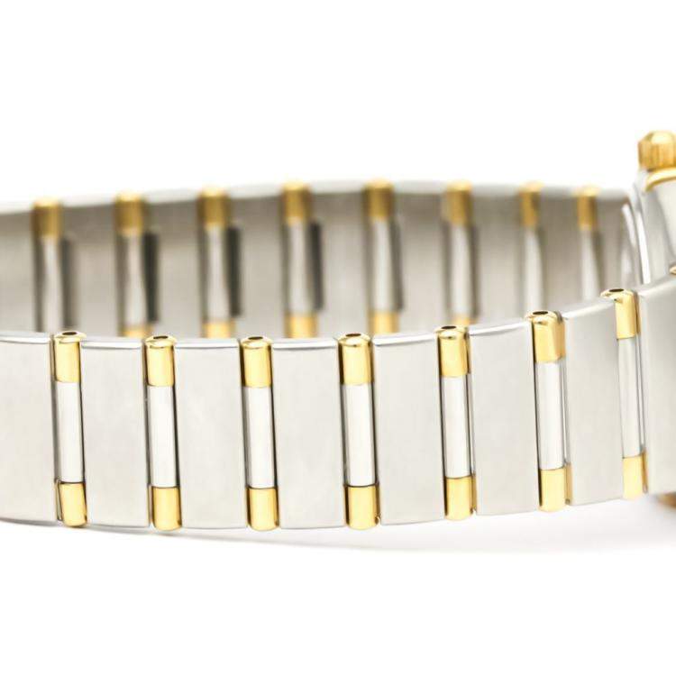 Pre Owned Omega Silver Diamonds 18k Yellow Gold And Stainless Steel Constellation 1367.30 Quartz Women's Wristwatch 22 MM