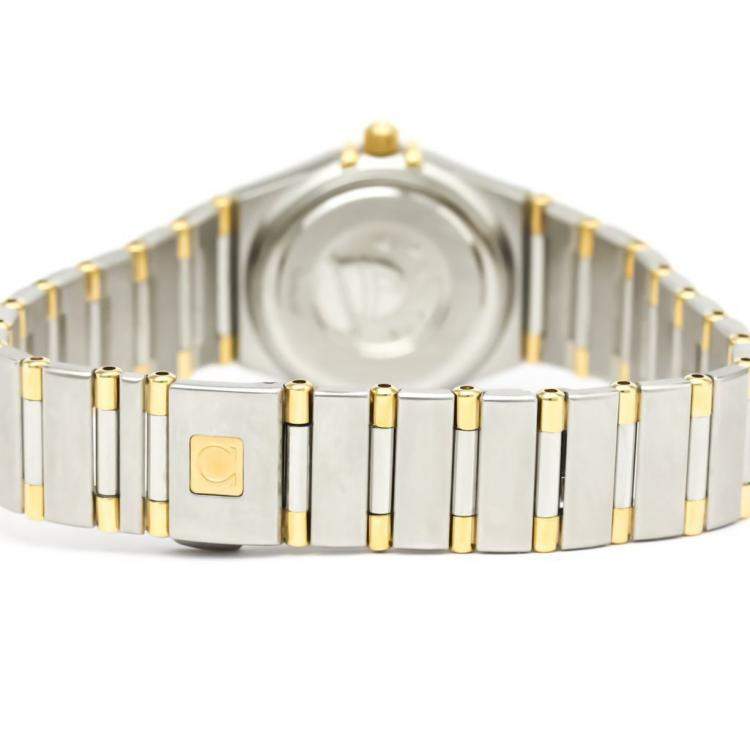 Pre Owned Omega Silver Diamonds 18k Yellow Gold And Stainless Steel Constellation 1367.30 Quartz Women's Wristwatch 22 MM