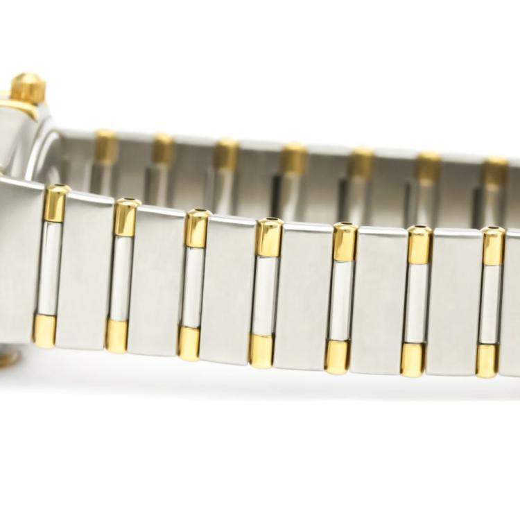 Pre Owned Omega Silver Diamonds 18k Yellow Gold And Stainless Steel Constellation 1367.30 Quartz Women's Wristwatch 22 MM