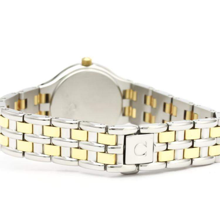 Pre Owned Omega Silver Gold Tone Stainless Steel De Ville Quartz Women's Wristwatch 23 MM