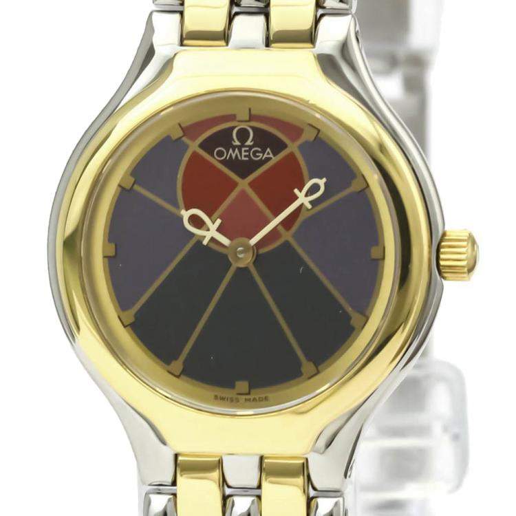Pre Owned Omega Silver Gold Tone Stainless Steel De Ville Quartz Women's Wristwatch 23 MM