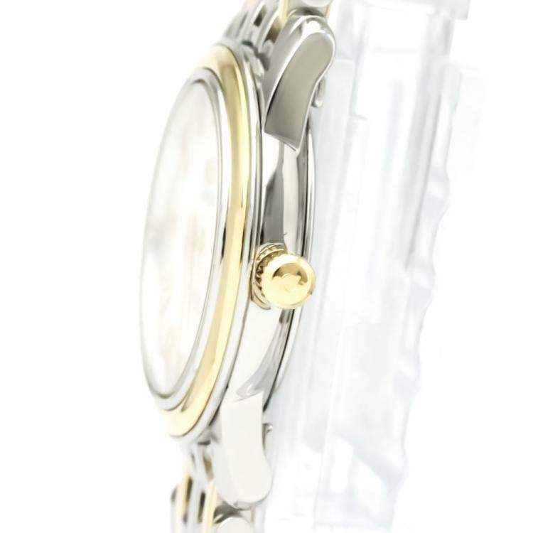 مملوكة مسبقًا Omega MOP 18K Yellow Gold And Stainless Steel De Ville Prestige 4370.71 Women's Wristwatch 22 MM