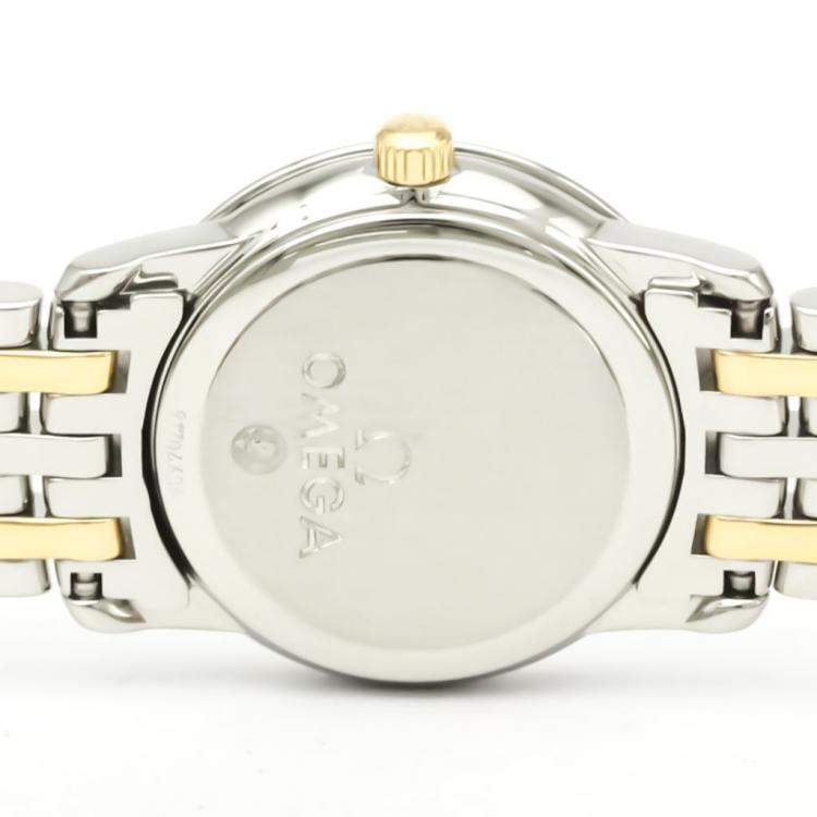 مملوكة مسبقًا Omega MOP 18K Yellow Gold And Stainless Steel De Ville Prestige 4370.71 Women's Wristwatch 22 MM