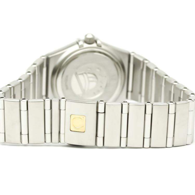 Pre Owned Omega Silver Diamonds Stainless Steel Constellation Quartz Women's Wristwatch 22MM